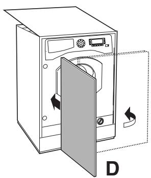 HOTPOINT CHWD 129 EU - Application du panneau d'habillage en bois sur la porte et montage du machine à laver à l'intérieur des éléments: - 4