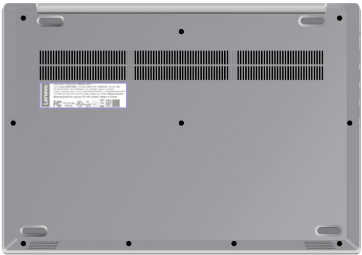 LENOVO IDEAPAS15/R5/8/1+28 - Emplacement de l'etiquette d'identification FCC et IC - 1