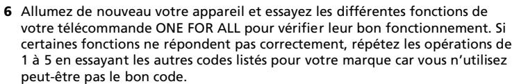 ONE FOR ALL URC 7556 - Exemple pour installer le ONE FOR ALL 5 pour votre téléviseur: - 6