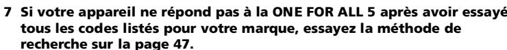 ONE FOR ALL URC 7556 - Exemple pour installer le ONE FOR ALL 5 pour votre téléviseur: - 7