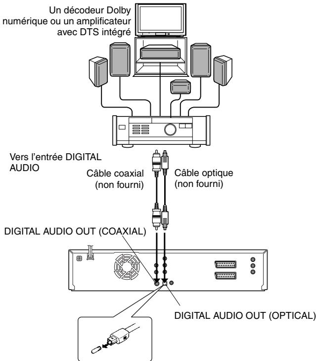 JVC DR-MV1SEF - Raccordement d'un décodeur Dolby Digital ou d'un amplificateur avec DTS intégré - 1