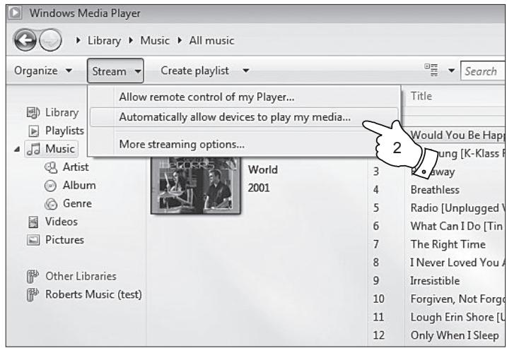 ROBERTS microSTREAM 67 - Configurer l'accès UPnP avec Windows Media Player - 1