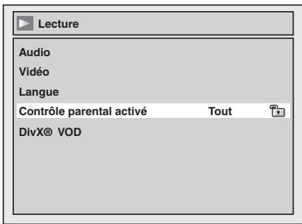 TOSHIBA DR265 - 3) Sélectionnez « Contrôle parental activé » au moyen de [ / ] , puis appuyez sur [ENTER]. - 1
