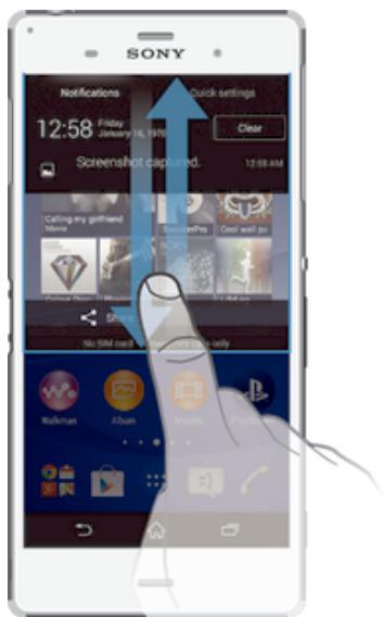 SONY Z3 BLANC - Pour ouvrir ou fermer le volet de notification - 1