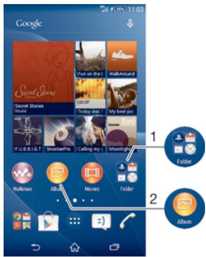 SONY Z3 BLANC - Raccourcis et dossiers - 1