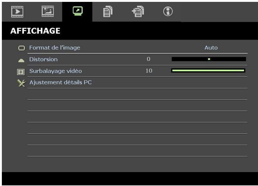 INFOCUS SP8604 - Menu AFFICHAGE - 1