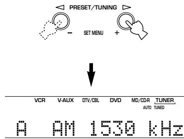 YAMAHA AV3005 - Appuyez une fois sur la touche PRESET/TUNING / pour lancer I'accord automatique. - 1