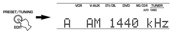 YAMAHA AV3005 - Appuyez sur la touche TUNING MODE (AUTO/MAN'L MONO) de manière que le témoin "AUTO" s'écaille. - 3