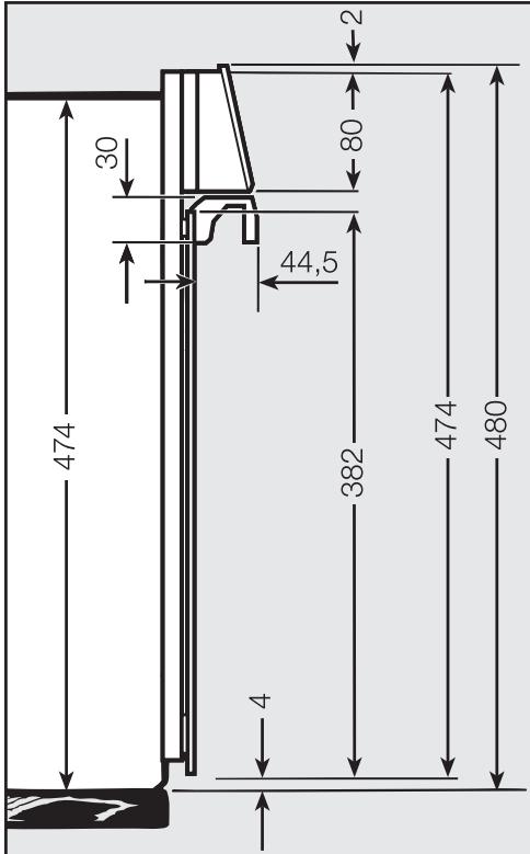 MI H6890BP - Cotes détaillées de la façon du four - 1