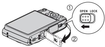 CASIO EX-Z450B - Ouvrez le couvercle de batterie. - 1