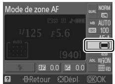 NIKON D130018-55 - Afficher les options du mode de zone AF. Mettez en surbrillance le mode de zone AF actuel sur l'affichage des informations et appuyez sur - 2