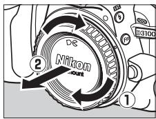 NIKON D130018-55 - Retirer le bouchon arrêté de l'objet ainsi que le bouchon du boîtier de l'appareil photo. - 2