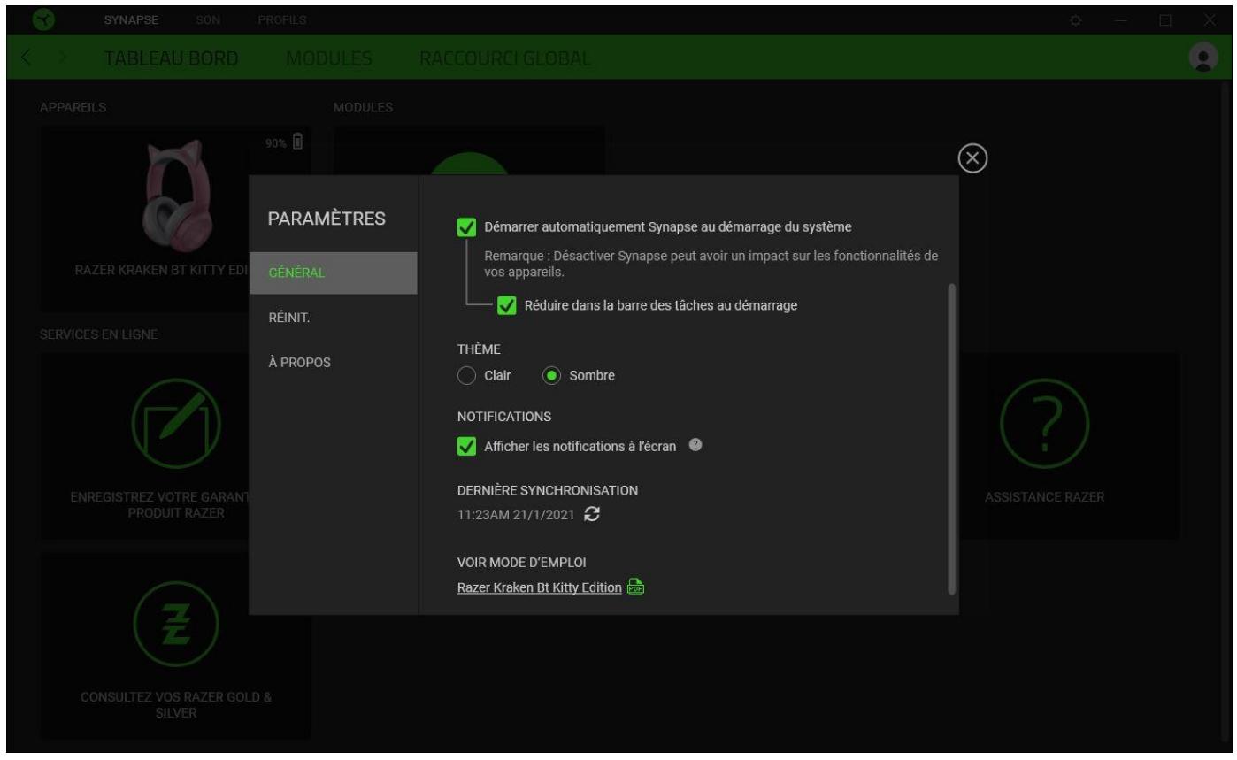 RAZER KrakenKitty - FENÉTRE PARAMÉTRES - 1