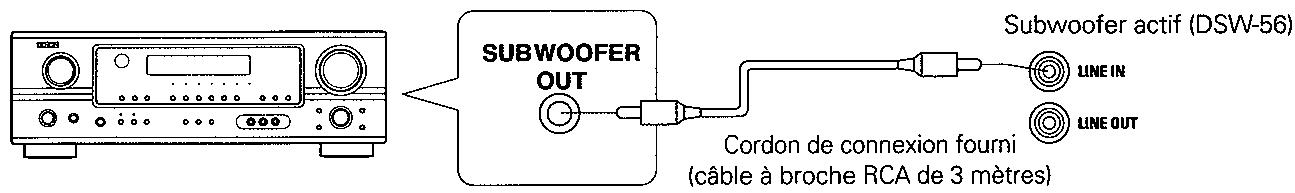 DENON PACK 5.1 SYS 56 ARG - Branchement du connecteur de sortie de ligne (LINE IN) - Subwoofer actif (DSW-56) - 1
