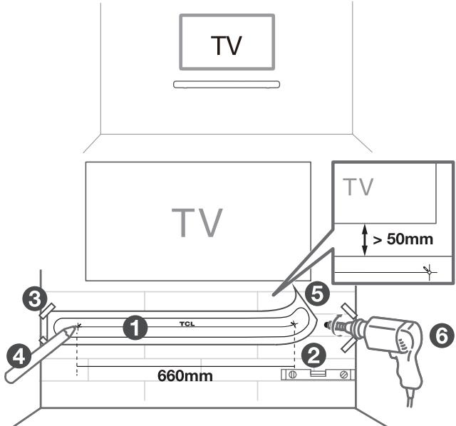 TCL X937UE - Montage mural de la barre de son - 1