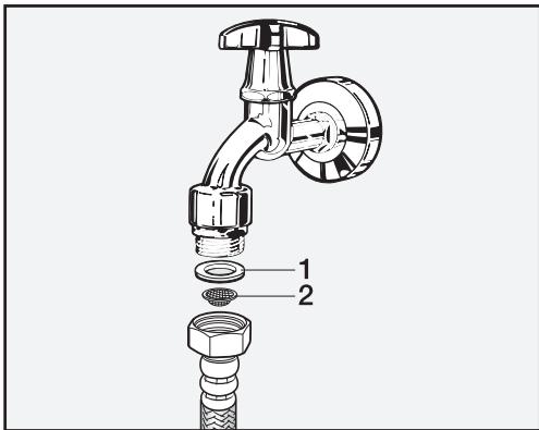 MIELE WTW870 - Nettoyer le filtré d'arrivée d'eau - 1