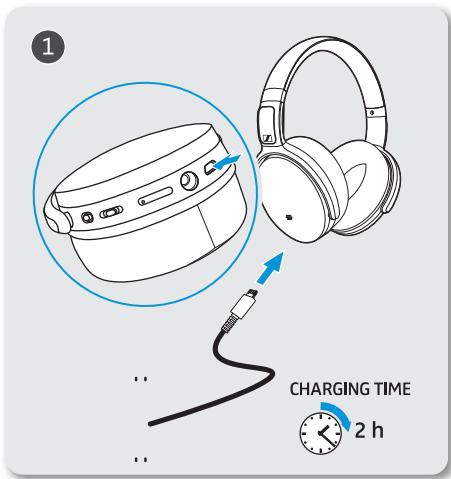 SENNHEISER HD4.40BT - Charger la batterie du casque - 1