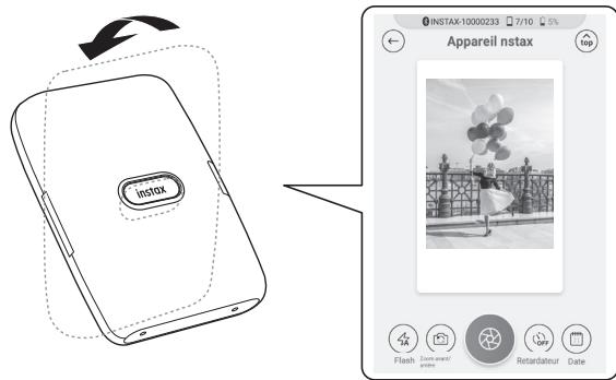 FUJIFILM MINI LINK II BLUE - Contrôle du zoom et de l'obturator lors de l'utilisation de la fonction « appareil instax » dans l'application. - 2
