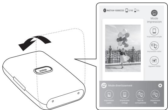 FUJIFILM MINI LINK II BLUE - Changer le mode de l'application lorsque l'écran supérieur est sélectionné dans l'application - 2