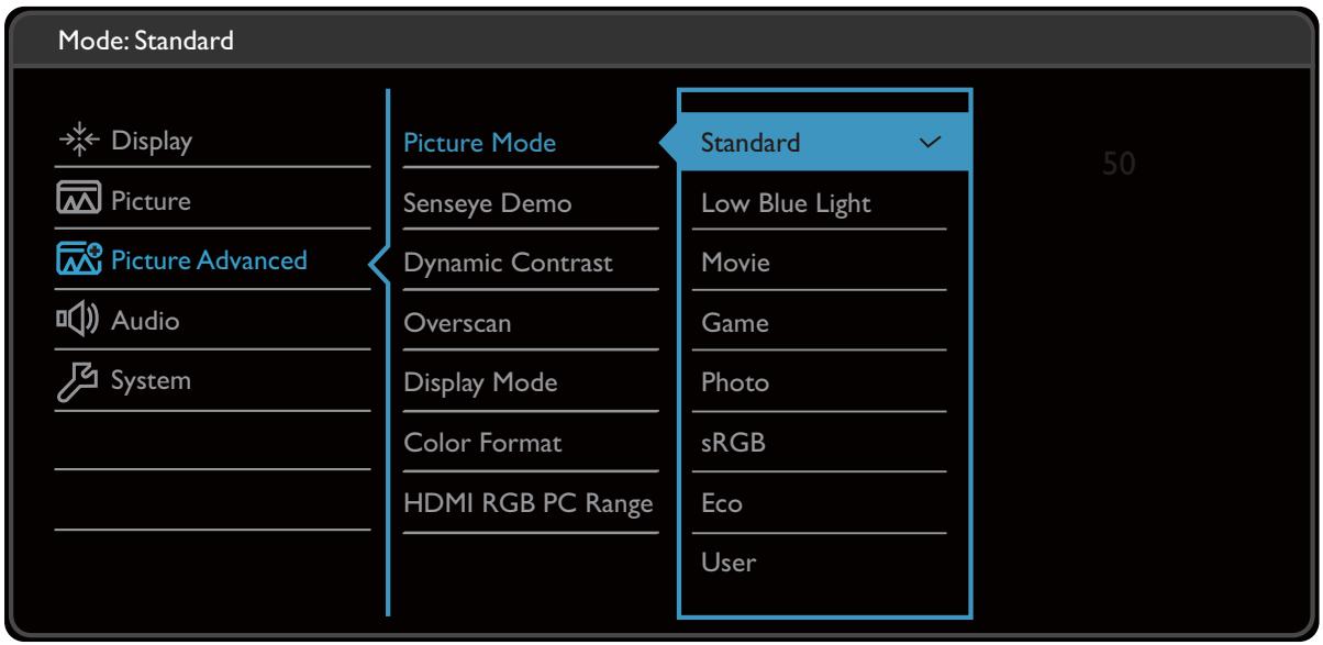 BENO GW2270H_EF - Menu Image Avancée - 1