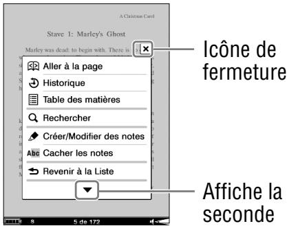 SONY LIVNU PRS600 BLACK - Utilisation du menu d'options de la page du livre - 1