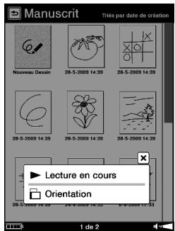 SONY LIVNU PRS600 BLACK - Utilisation du menu d'options des listes Manuscrit et Text-Memo - 1