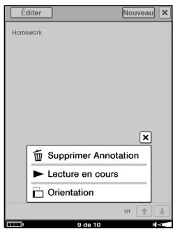SONY LIVNU PRS600 BLACK - Menu d'options des visualiseurs de dessins et de textes - 2