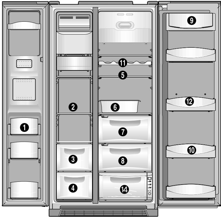 DE DIETRICH DKA 866 M NOIR - Compartiments du modele avec distributeur - 1