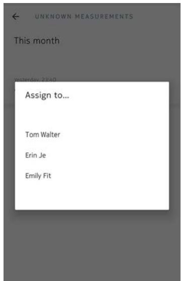 NOKIA BODY + BLANCHE - Touchez le profil utilisateur auquel vous souhaitez attribuer la mesure. - 1