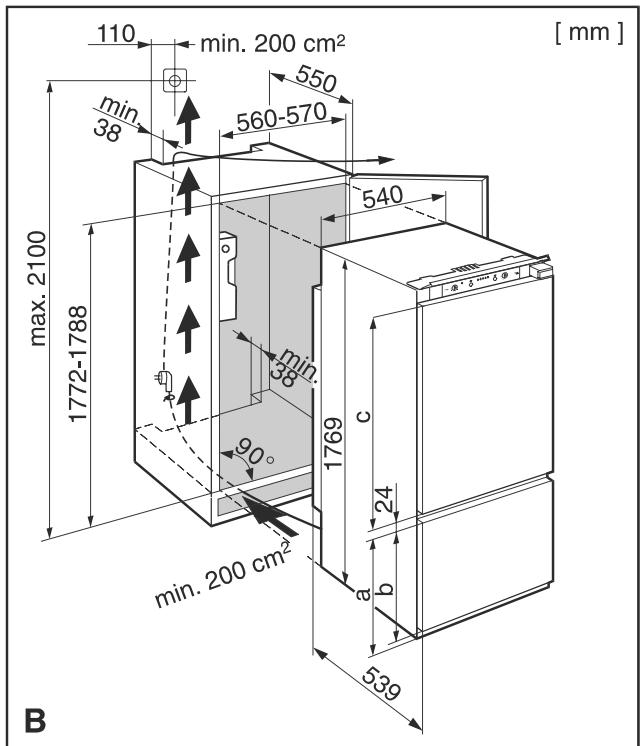 LIEBHERR RCI 5339 - d = épaisseur du meuble +3mm - 2