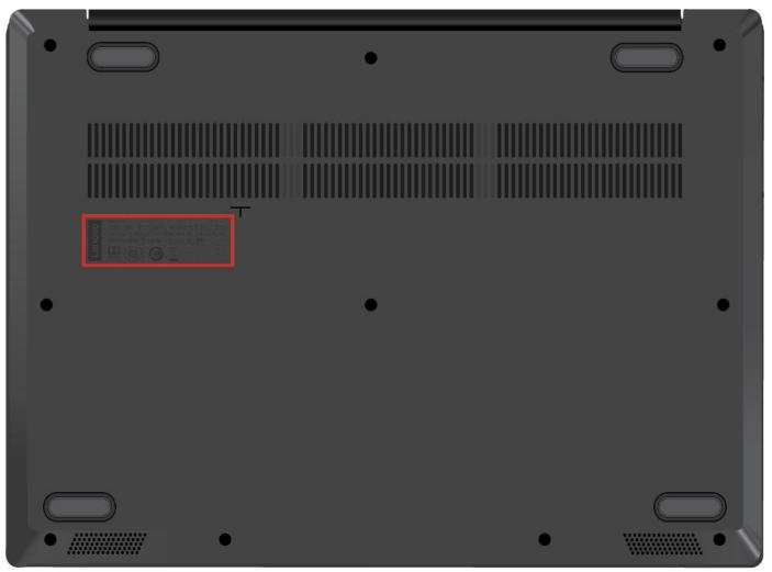 LENOVO 82C7007PFR - Emplacement de l'etiquette d'identification FCC et IC - 1
