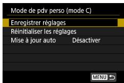 CANON G7X MII - Réglages pouvant être sauvegardés - 2