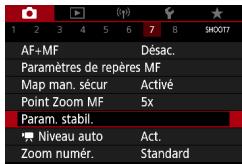 CANON G7X MII - Modification des réglages de l'option Mode Stabilisé - 1