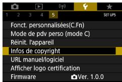 CANON G7X MII - Réglage des informations de copyright à enregistrer sur les images - 1