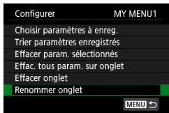 CANON G7X MII - Renommage des onglets Mon menu - 1