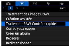 CANON G7X MII - Activation du traitement RAW Contrôle rapide - 1