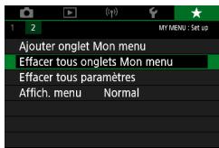 CANON G7X MII - Suppression de tous les onglet Mon menu - 1