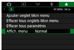 CANON G7X MII - Personnalisation de l'affichage de Mon menu - 1