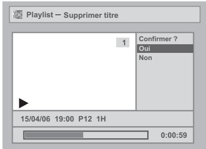 FUNATRE DRC 3835 - Sélectionnez "Supprimer titre" en utilisant le [Curseur ▲ / ▼], puis appuyez sur [ENTER]. - 3