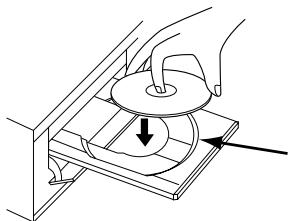 FUNATRE DRC 3835 - Placez le disque dans le chariot du lecteur, face imprimée vers le haut. Assurez-vous que le disque est positionné de manière à suivre le tracé du chariot. - 1
