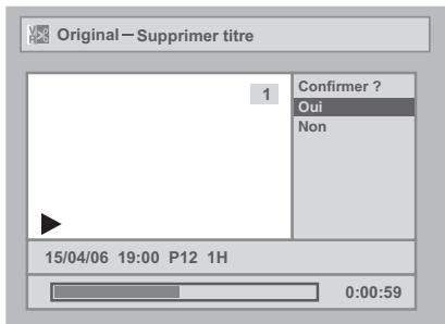 FUNATRE DRC 3835 - Sélectionnez "Supprimer titre" en utilisant le [Curseur ▲ / ▼], puis appuyez sur [ENTER]. - 3