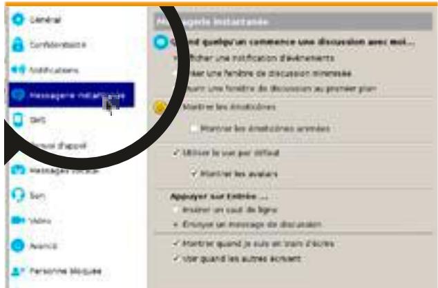 ORDISSIMO Lucie 2 - Dans l'onglet «Messagerie Instantanée» : - 1
