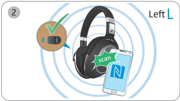 SENNHEISER PXC 550 - Appairer le casque avec un apparéil Bluetooth en utilisant la fonction NFC - 2