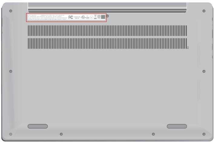 LENOVO YogaS7350-1315 - Emplacement de l'etiquette d'identification FCC et IC - 1