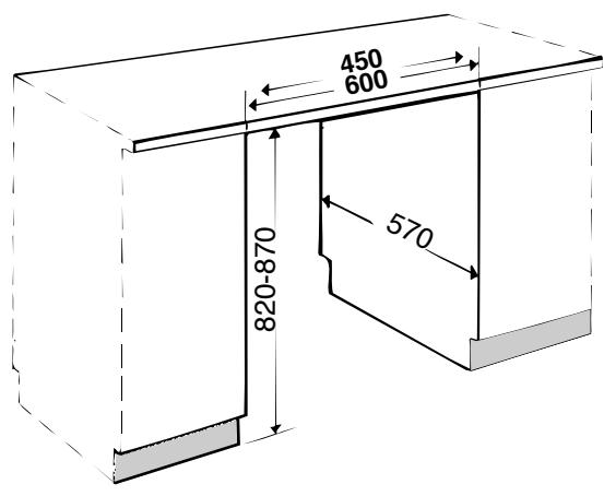 ARISTON LV67RANBDANTHRACO - DIMENSIONS LAVE-VAISSELLE ET NICHE D'ENCASTREMENT - 2