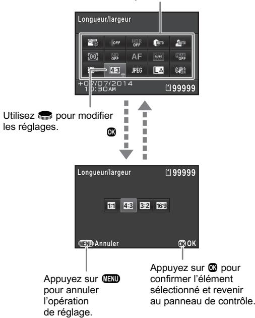 PENTAX Q-S1 GRIS MTL ROUGE CARMIN - Utilisation du panneau de contrôle - 1