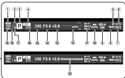 OLYMPUS OM-D-EM1 MARK ii - ■ Affichage du viseur lors de la prise de vue à l'aide du viseur (Mode 1/ Mode 2) - 2