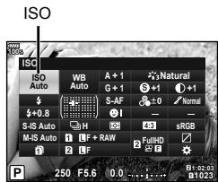 OLYMPUS OM-D-EM1 MARK ii - Modification de la sensibilité ISO (ISO) - 1