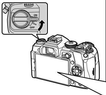 OLYMPUS OM-D-EM1 MARK ii - Placez le levier ON/OFF sur la position ON. - 1