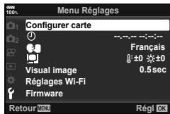 OLYMPUS OM-D-EM1 MARK ii - Utilisation du Menu Réglages - 1
